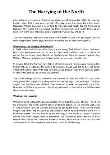 Harrying Of The North Teaching Resources