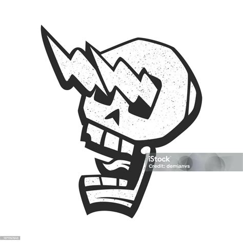 Силуэт Сумасшедшего Черепа Со Светящимися Глазами В Виде Молнии Череп ...