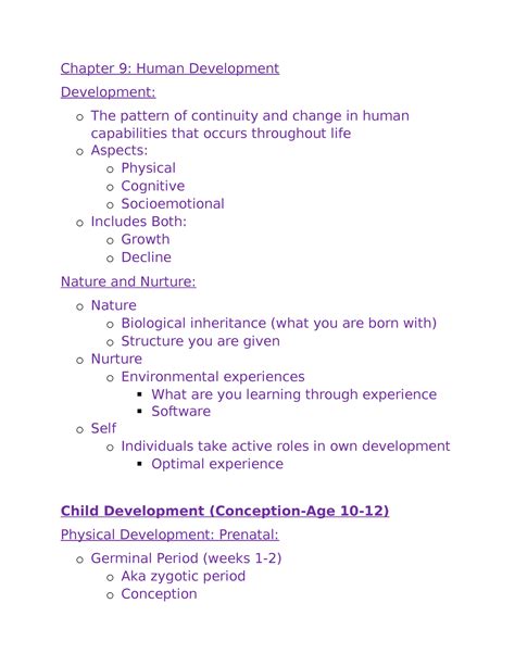 Chapter Chapter Human Development Development O The Pattern Of