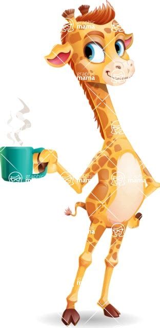 Cute Giraffe Cartoon Vector Character Drinking Coffee Graphicmama