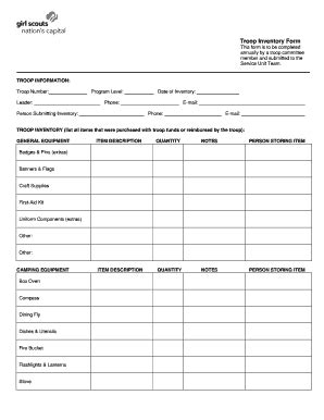 Fillable Online Gscnc Troop Inventory Form Doc Fax Email Print Pdffiller