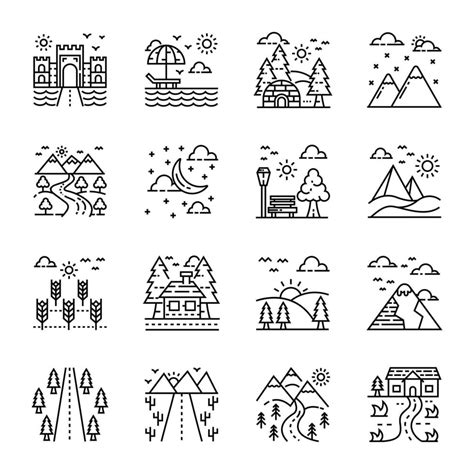 Paquete De Iconos De Vector De Accidentes Geográficos 15399834 Vector