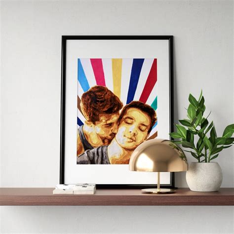 Gay Couple Kissing Watercolor Art Print Same Sex Couple Gift Etsy