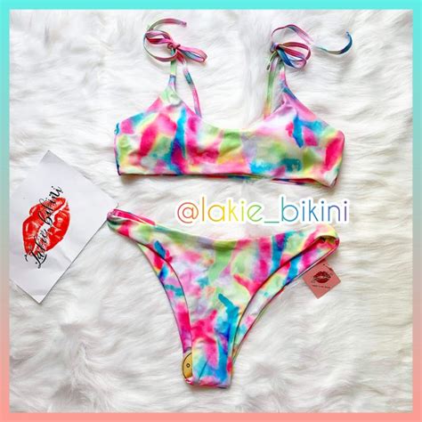 Lakie bikini Bikini 2 Mảnh Dây Phối Màu Độc Đáo Siêu Lạ Bikini Pastel Kẹo Ngọt Shopee Việt Nam