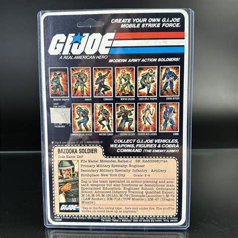 1982 Hasbro Gi Joe Zap Filecard With Sleeve Swbc1834
