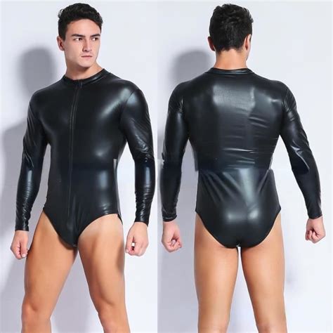 Sexy Lingerie Panties Men s Sexy Black Patent Leather Zipper Jumpsuit Noir Cdiscount Prêt à Porter