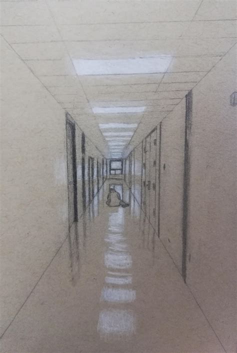 My first attempt at a perspective drawing for my class : r/drawing