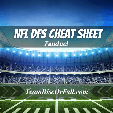 Nfl Dfs Cheat Sheet Printable Templates Free