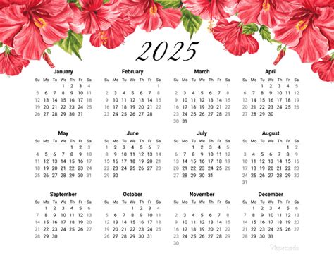 Floral Monthly Calendar Valma Harmonia