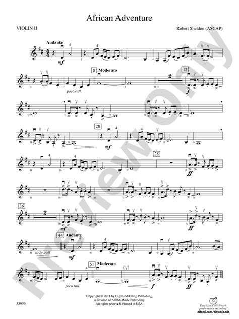 African Adventure 2nd Violin 2nd Violin Part Digital Sheet Music Download