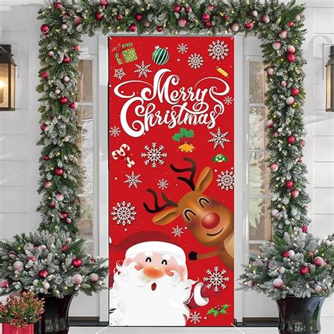 Christmas Door Cover Decorations Supplies Santa Claus Elk Door