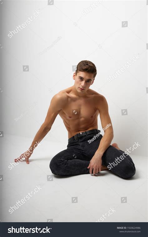 Man Sitting On Floor Naked Torso Stock Photo Shutterstock