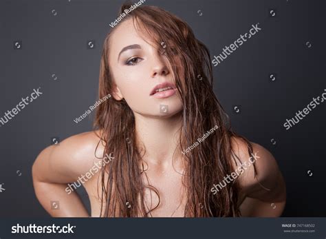Sexy Brunette Woman Wet Hair Cute Stock Photo 747168502 Shutterstock