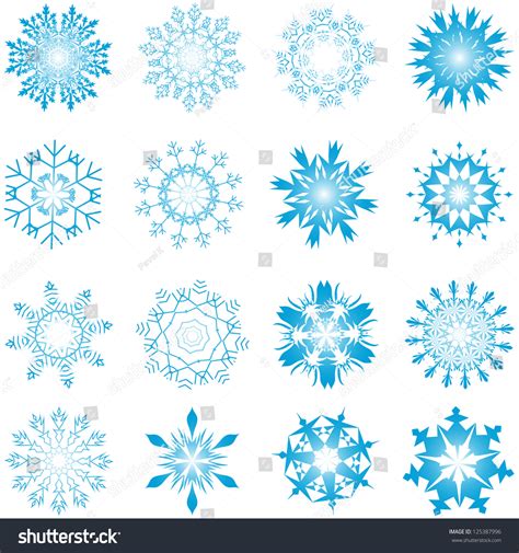 Set Winter Frozen Snowflakes Fully Editable Stock Vector 125387996 - Shutterstock