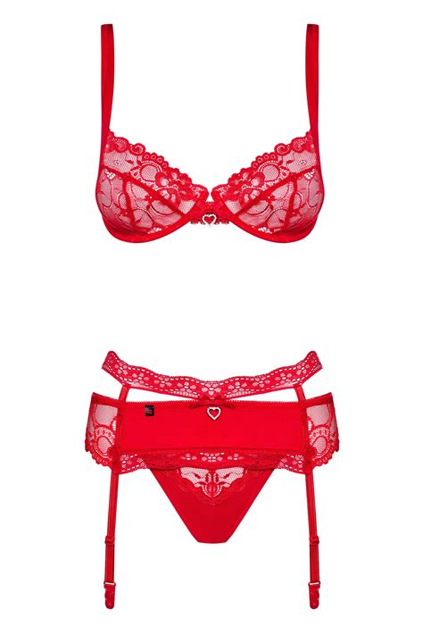 Conjunto de lingerie sutiã cinto de ligas e tanga OS0344 WomanizHer