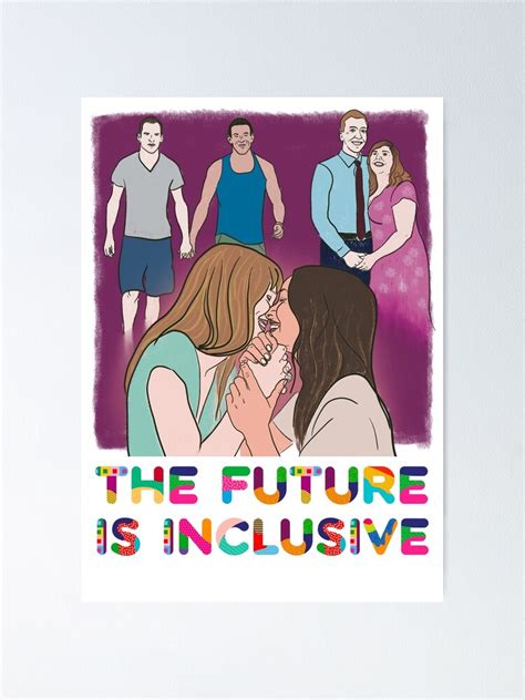 Póster El futuro es inclusivo LGBT Queer Gay Couple Pride Ally Illustration de shi RLY
