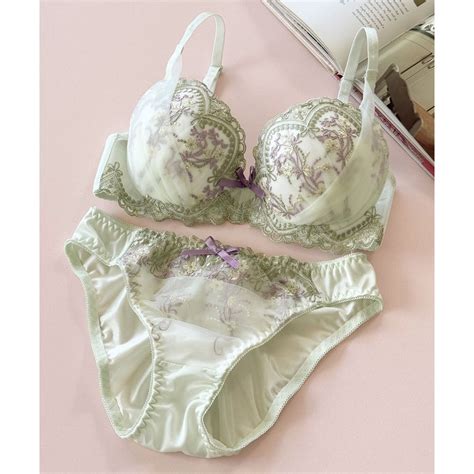 フランデランジェリー fran de lingerie 新作続々 ペアブラジャー ペアブラジャーワイヤー有り ブラジャーショーツセット返品不可商品 グリーン ファッション