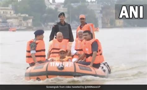 Watch Yogi Adityanath On Raft Inspects Flood Hit Varanasi