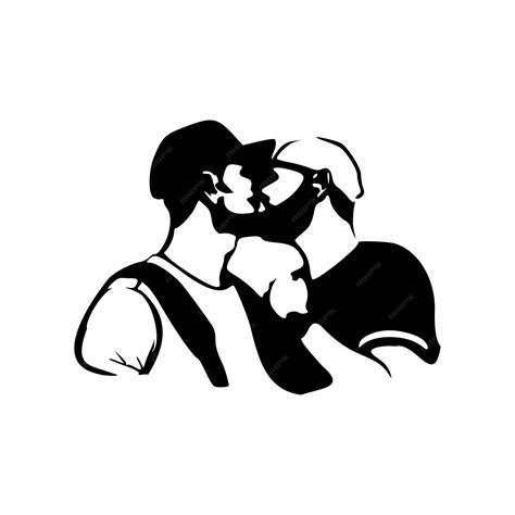 Premium Vector Gay Couple Kissing Lgbt Pride Black Outlines Isolated