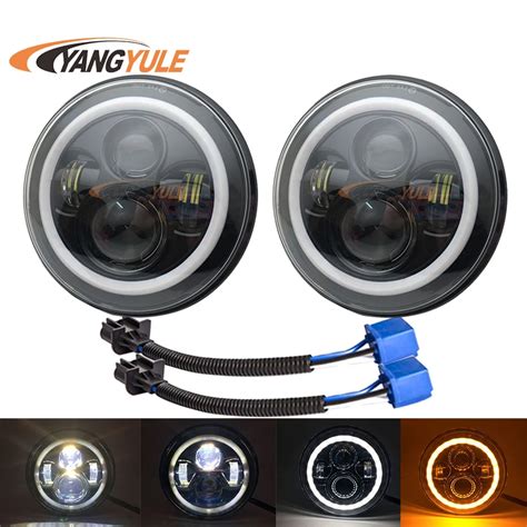 2X7 дюймов круглый светодиодный фары проекционный комплект фар для Jeep ...