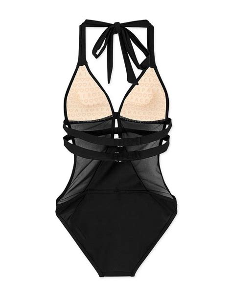 Airspace Sensual Mesh Splice Push Up One Piece Bikini Thick Padded Women S Fashion Swimwear