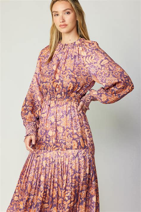 Floral Smocked Cuff Midi Dress Current Air