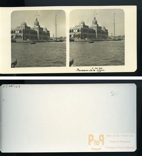 Egypt Port Said Suez Canal Company Offices Old Npg Stereoview Photo