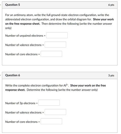 Solved Question Pts For An Antimony Atom Write The Full Ground