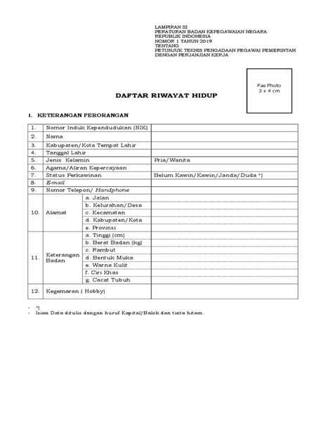 Daftar Riwayat Hidup P3k Pdf