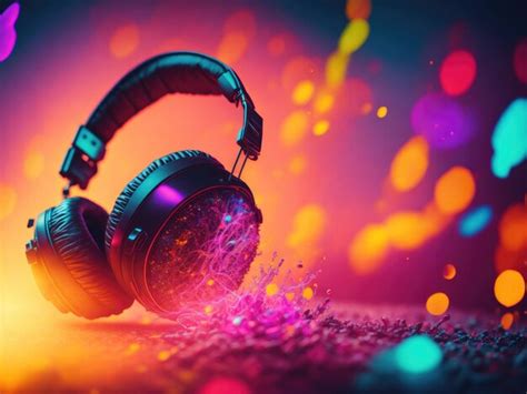 Premium Ai Image Music Background With Headphones And Vibrant Ai