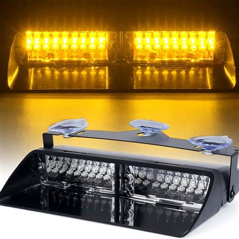 Amber Led Windshield Strobe Flashing Lights W Suction Cups Deck Dash