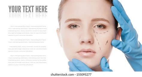 Beautician Touch Draw Correction Lines On Stock Photo