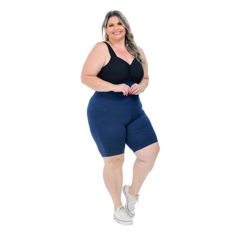 Short Modelador Plus Size Bermuda Cós Super Alto Em Suplex Para Treino