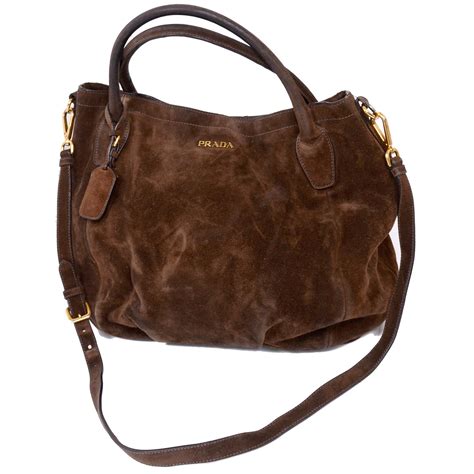 Prada Scamosciato Handbag In Chocolate Brown Suede Handbag At 1stDibs