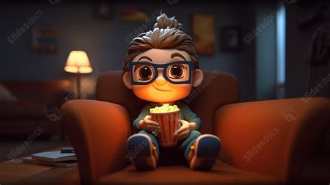 The Movie Boy Is Sitting On A Couch Watching A Movie Powerpoint Background For Free Download