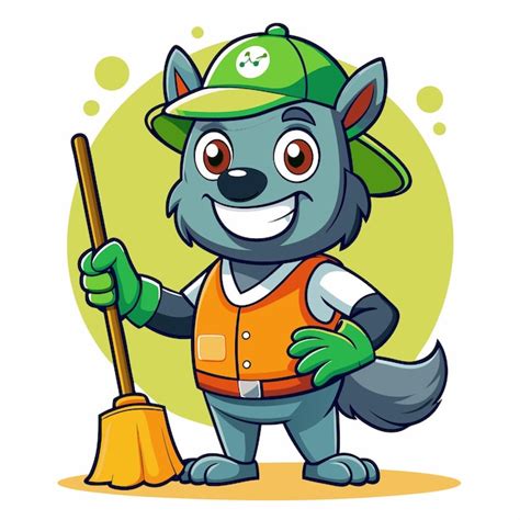 Mascota Del Servicio De Limpieza Vector Premium Generado Con Ia