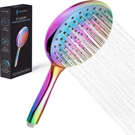 High Pressure Handheld Shower Head - Huge 6-Inch Face- Rain Shower With ...