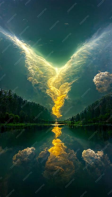 Premium AI Image | A picture of a sky with clouds and a angel wings