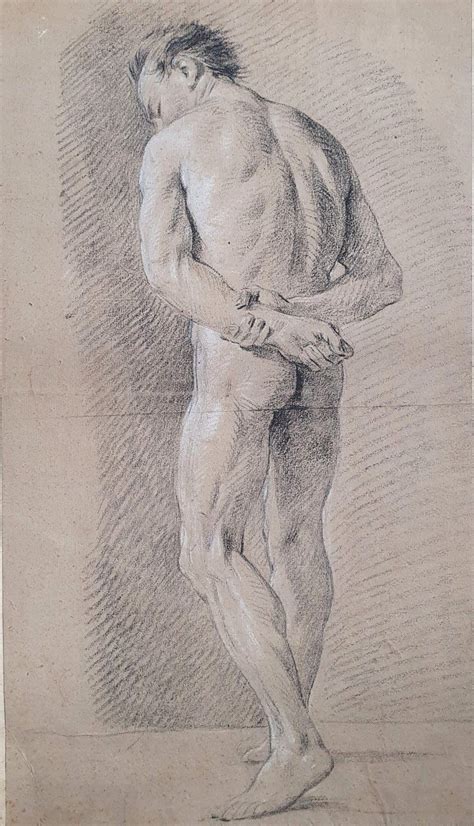 Proantic Academy Of Naked Man Eighteenth Century Drawing Old Collecto