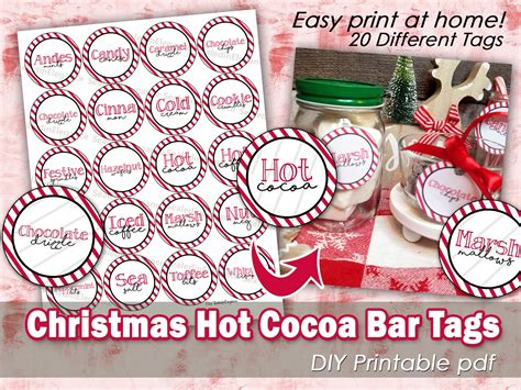 Hot Cocoa Bar Tags Printable Christmas Hot Cocoa Bar Labels Coffee Bar Labels Printable