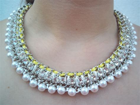 Amarillo NeÓn Shopanddiy Collar De Perlas Y Strass