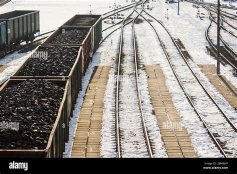 Rail Cars Loaded With Coal A Train Transports Coal Stock Photo Alamy