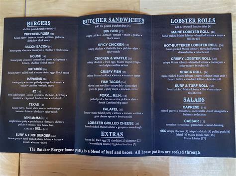 Menu At Butcher Burger Old Port Restaurant Portland