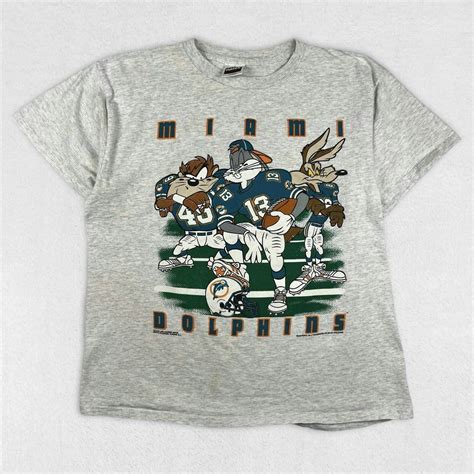 Vintage Looney Tunes Miami Dolphins T Shirt L Bugs Bunny Taz Wile | Grailed
