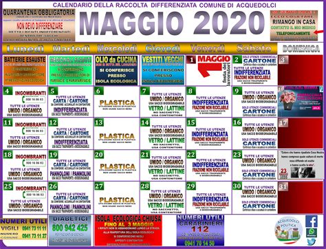 Rifiuti Il Calendario Del Mese Di Maggio 2020