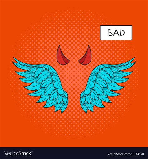 Hand Drawn Pop Art Of Devil Wings And Horns Vector Image