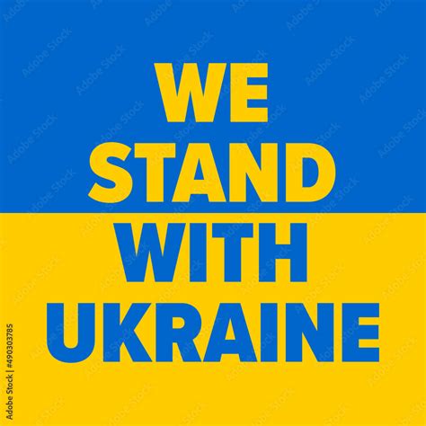 WE STAND WITH UKRAINE Poster Or Banner With Bold Text On Ukraine Flag