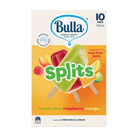 Bulla Splits 10pack Lemon Lime Mango Raspberry Bulla