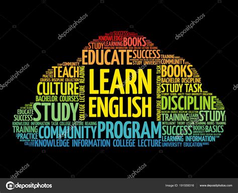 Learn English Word Cloud Collage Archivo Imágenes Vectoriales Word