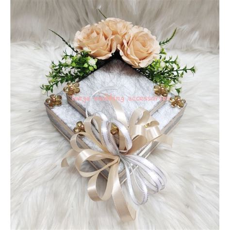 Custom Made Tapak Gubahan Bekas Cincin Hantaran Tanpa Bekas Cincin Nude Silver Shopee Malaysia